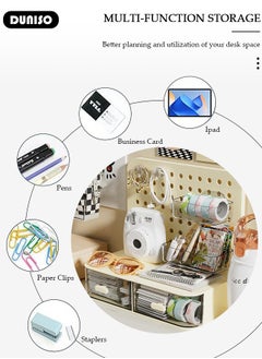 DUNISO Desktop Storage Box with Pegboard, Multi-Functional Desk Display Shelf Rack Storage Office Supplies for Books Cosmetic Makeup ,DIY Large Capacity Table Storage Box, Desk Organizer for Office and Home  - Image 2