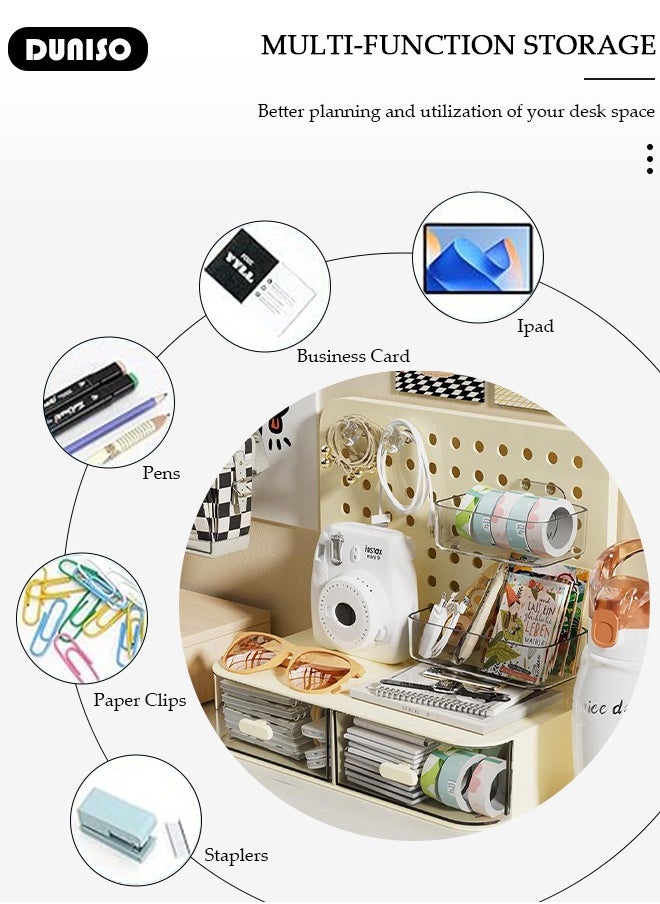 DUNISO - Desktop Storage Box with Pegboard, Multi-Functional Desk Display Shelf Rack Storage Office Supplies for Books Cosmetic Makeup ,DIY Large Capacity Table Storage Box, Desk Organizer for Office and Home - Image 1