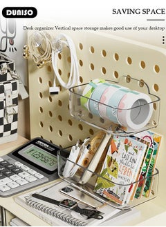 DUNISO Desktop Storage Box with Pegboard, Multi-Functional Desk Display Shelf Rack Storage Office Supplies for Books Cosmetic Makeup ,DIY Large Capacity Table Storage Box, Desk Organizer for Office and Home  - Image 5