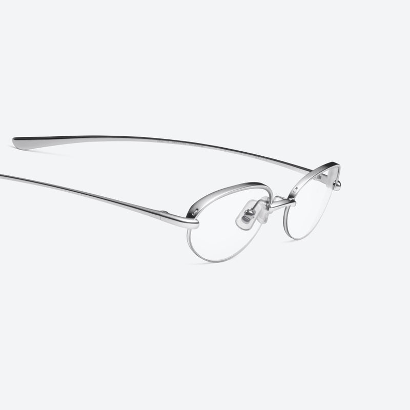 جنتل مونستر نظارات شمسية بيضاوية من Gentle Monster Kota Col.02 53 بإطار معدني فضي وعدسات شفافة للجنسين - Image 4