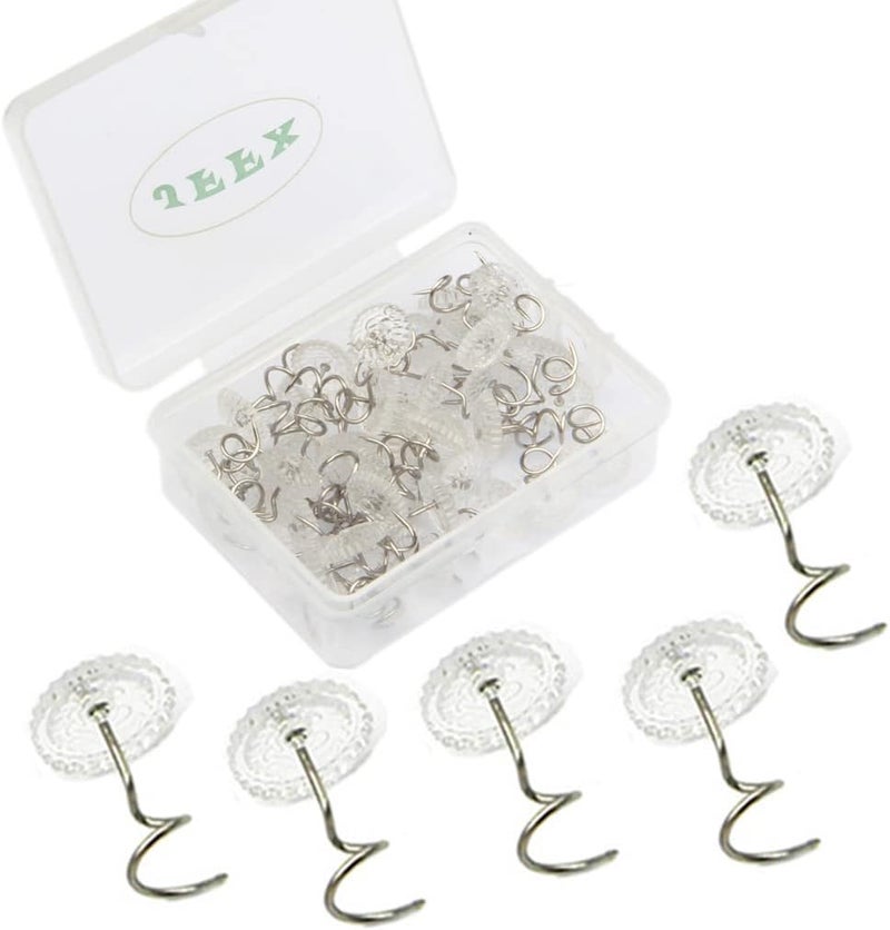 JFFX 50 Pieces Upholstery Tacks, Twist Pins for Slipcovers and Bedskirts Clear Head Screw Nail Spiral Bed Skirt Pins - Image 1