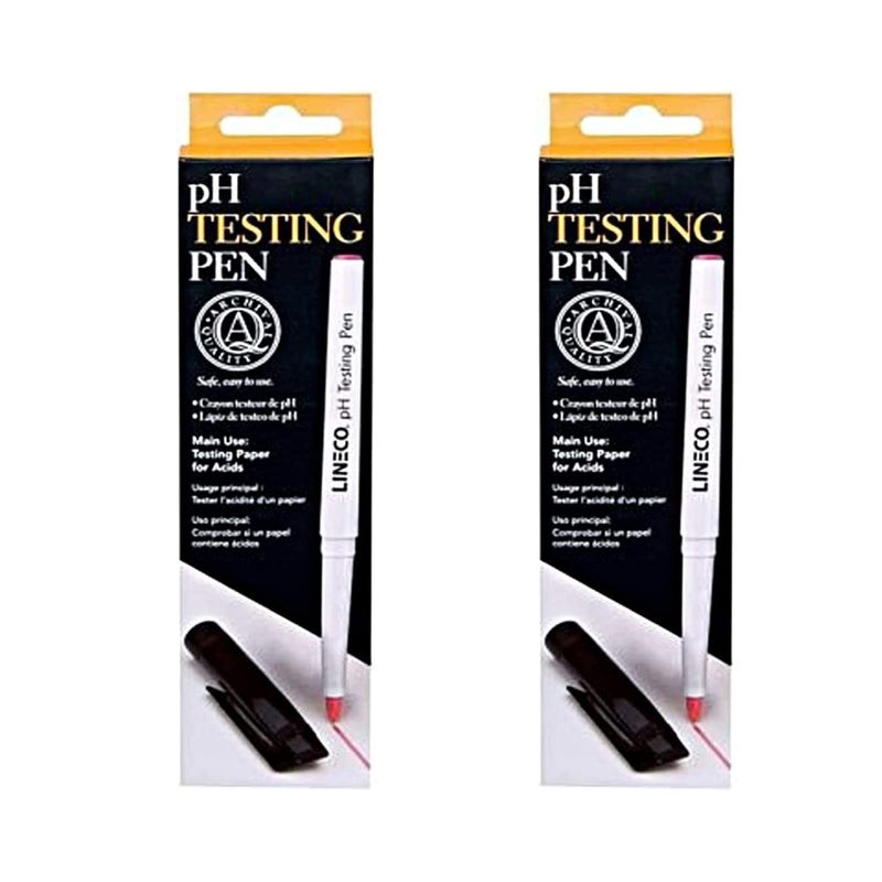 Lineco PH Testing Pen Pen Tester for Paper or Paperboard Products Easy to Testing Paper Turn Purple On Ph Neutrality Papers 2 Pack