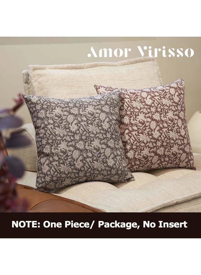 Amor Virisso Floral Throw Pillow Covers 24x24 Couch Pillows for Living Room Bed Block Print Decorative Accent Throw Pillow Covers Farmhouse Neutral Pillow Covers Sofa Pillows 1PC, Brown - Image 4