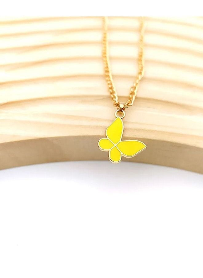 Generic - Unique women necklace with butterfly design distinctive women accessory gold color with card - Image 1
