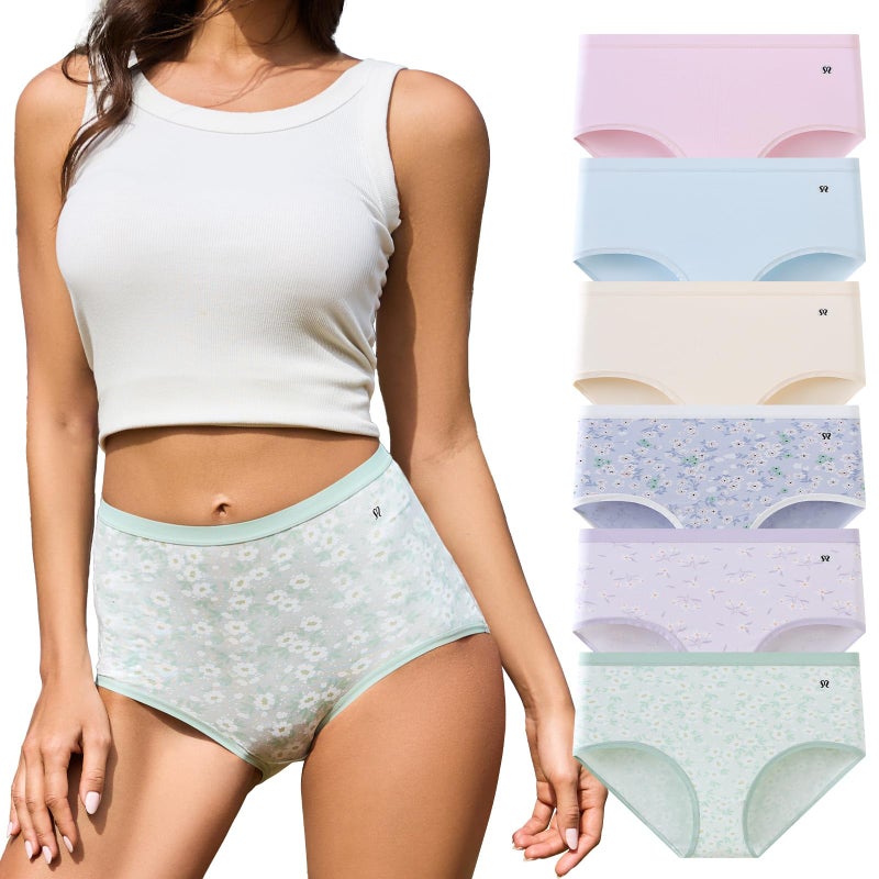 MEIDAYAI Womens Breathable Underwearï¼ŒKeeps You Cool ï¼ŒTummy Control High Waisted Soft Full Coverage Panties Multipack - Image 1