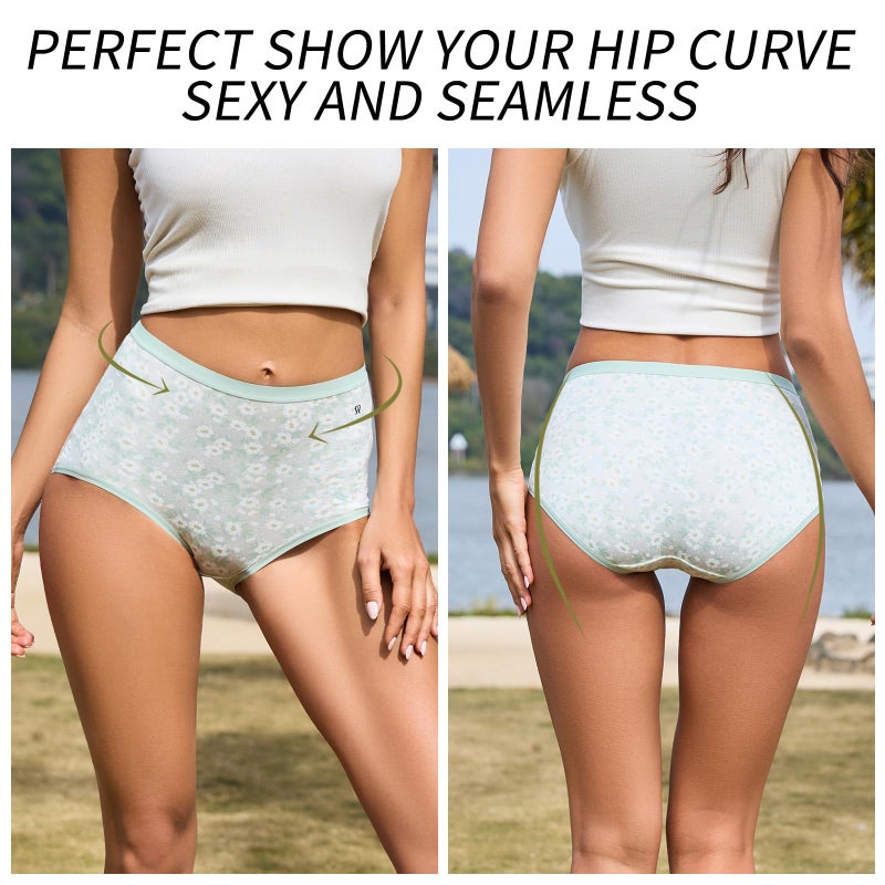 MEIDAYAI Womens Breathable Underwearï¼ŒKeeps You Cool ï¼ŒTummy Control High Waisted Soft Full Coverage Panties Multipack - Image 3