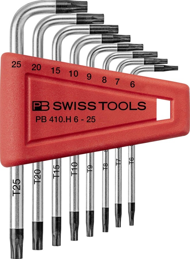 PB Swiss Tools Torx L-Wrench Set PB 410.H 6-25 CN | 100% Swiss Made | 8-Piece Allen Key Set Size T6-T25 in Practical Plastic Holder - Image 1