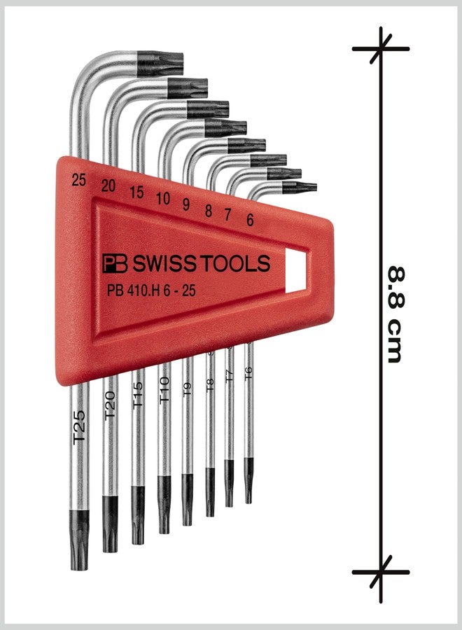 PB Swiss Tools Torx L-Wrench Set PB 410.H 6-25 CN | 100% Swiss Made | 8-Piece Allen Key Set Size T6-T25 in Practical Plastic Holder - Image 2