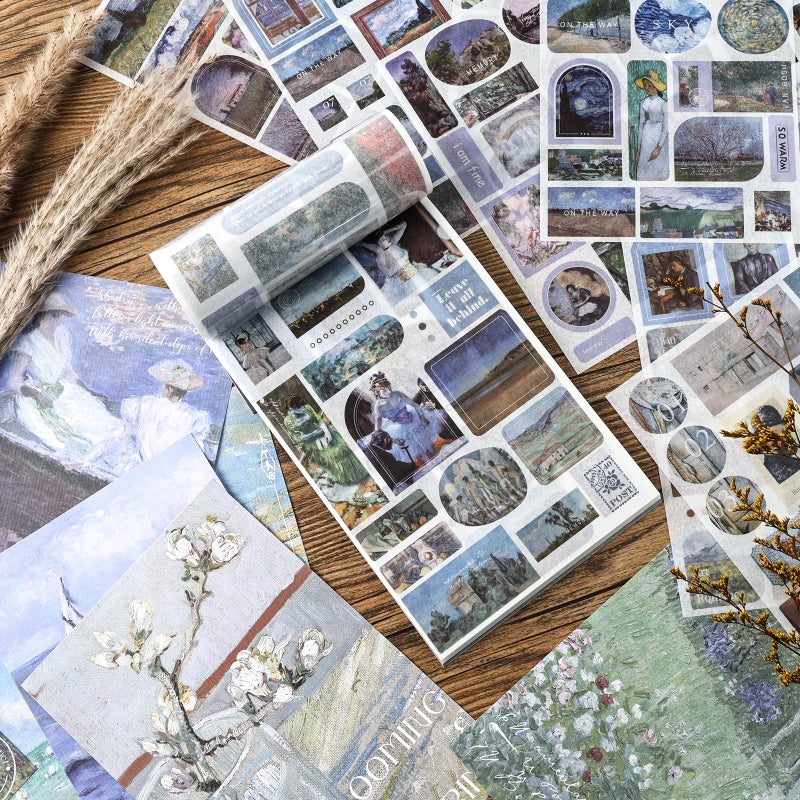 Auguro Vintage washi Stickers Ephemera Sticker Book for Journaling with 500 Stickers and 20 Scrapbook Papers Art Journal Sticker - Image 2