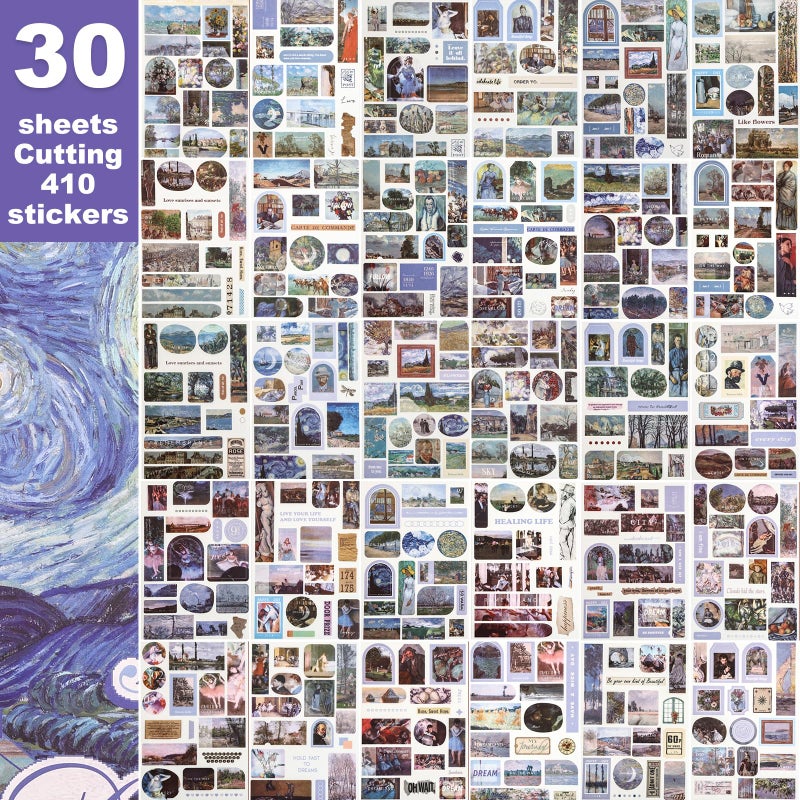 Auguro Vintage washi Stickers Ephemera Sticker Book for Journaling with 500 Stickers and 20 Scrapbook Papers Art Journal Sticker - Image 3