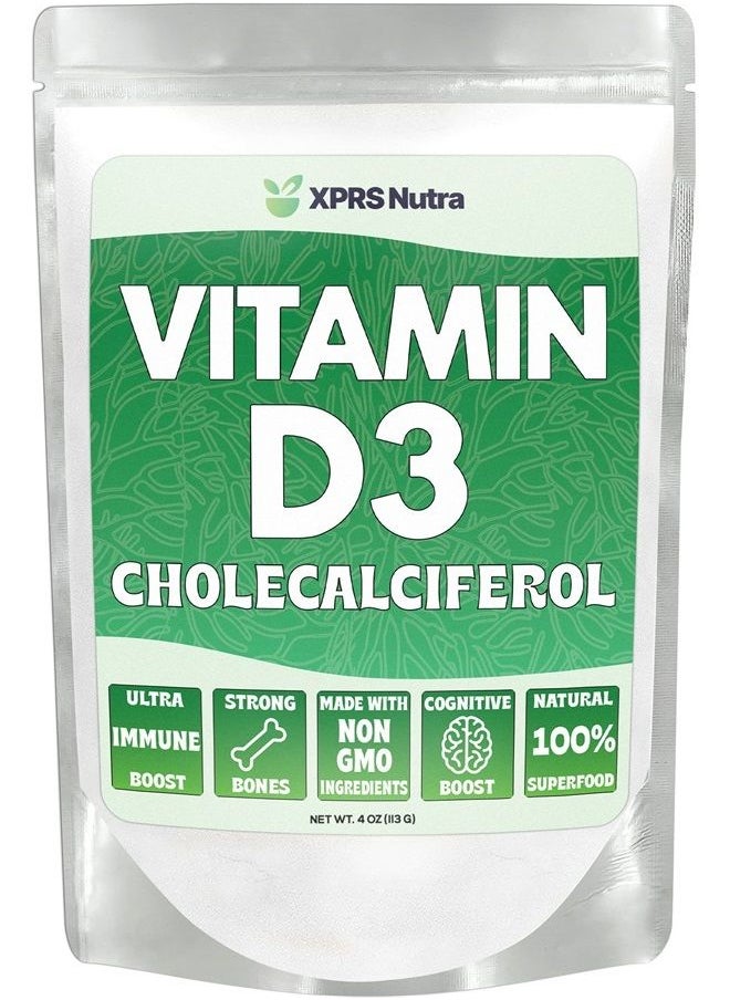 XPRS Nutra - Vitamin D3 Powder (Cholecalciferol) - Unflavored VIT D Powder for Bones and Immunity - Vitamin D3 Powder for Muscle Function - Vitamin D Powder Supplements (4 Ounce) - Image 1