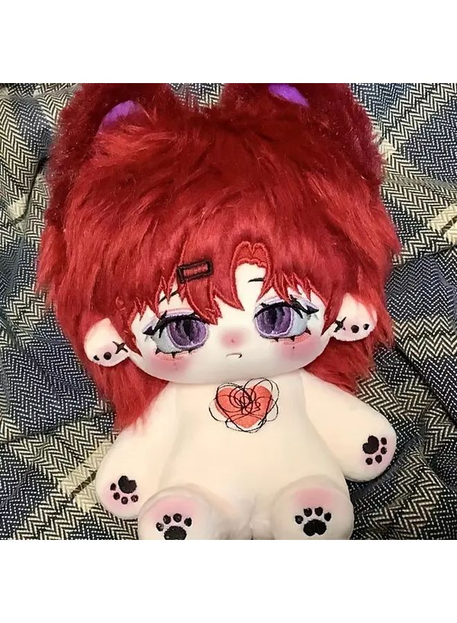 Plush Doll With Optional Skeleton Red Long Hair Big Ears New Year Gift - Image 5