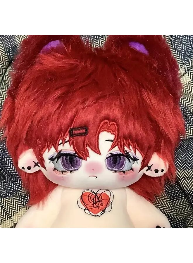 Plush Doll With Optional Skeleton Red Long Hair Big Ears New Year Gift - Image 3