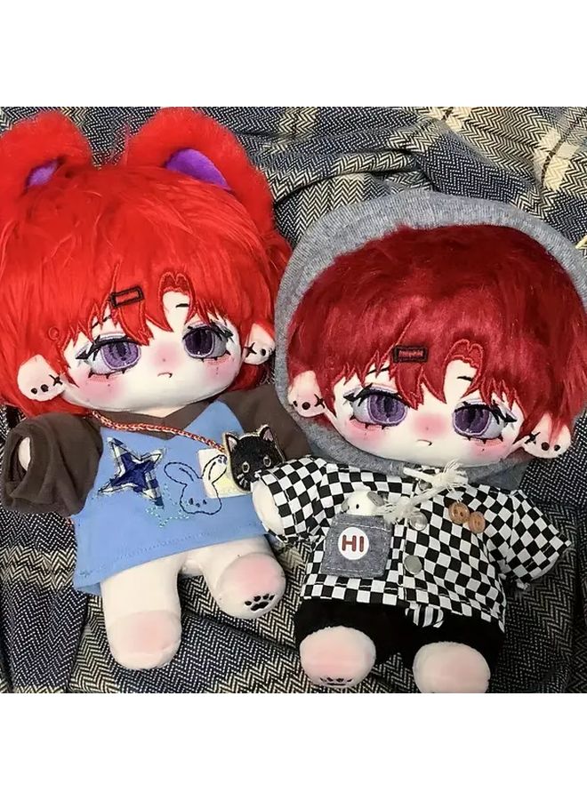 Plush Doll With Optional Skeleton Red Long Hair Big Ears New Year Gift - Image 4