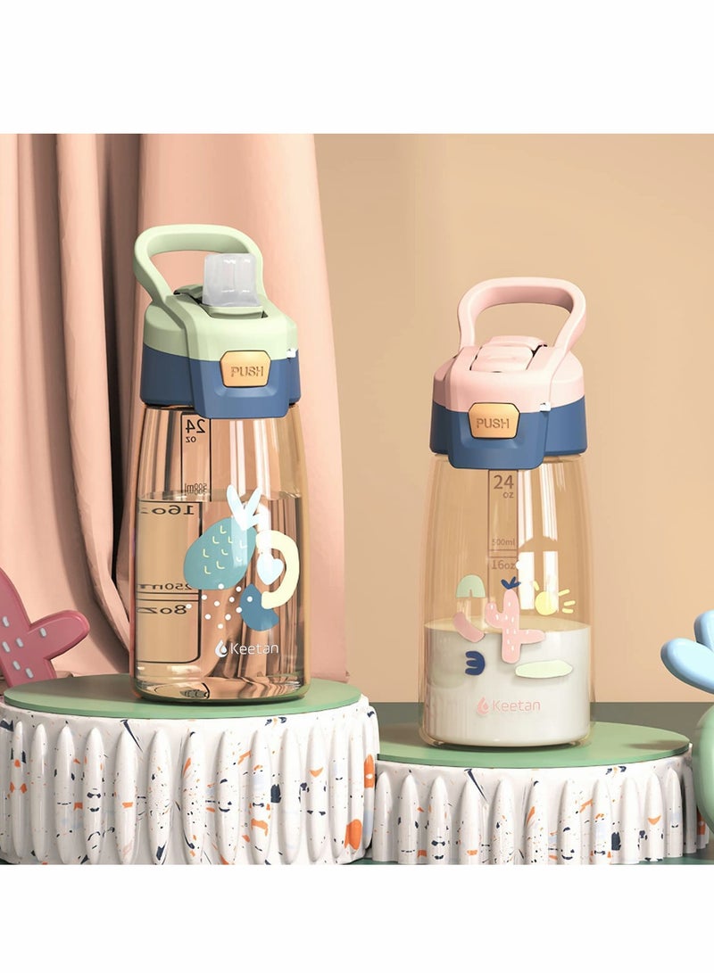 Kids 480ml Water Bottle with Straw, Reusable BPA-Free Drinking Cup for School, Leak-Proof Design, Perfect for Summer Sports Activities for Children (Green) - Image 2