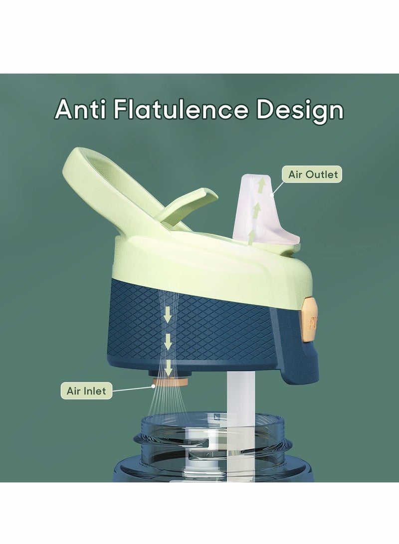 Kids 480ml Water Bottle with Straw, Reusable BPA-Free Drinking Cup for School, Leak-Proof Design, Perfect for Summer Sports Activities for Children (Green) - Image 5