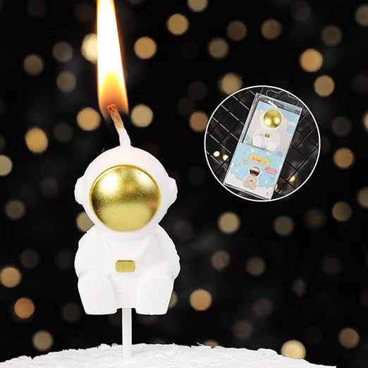 Party Port Astronaut Shape Out of Space UFO Theme Birthday Candle for Galaxy Space Astronaut Rocket Theme Party Pack of 1  - Image 3