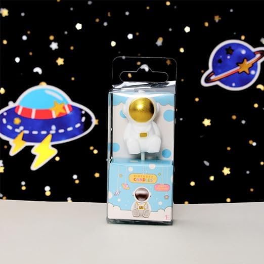 Party Port Astronaut Shape Out of Space UFO Theme Birthday Candle for Galaxy Space Astronaut Rocket Theme Party Pack of 1  - Image 4