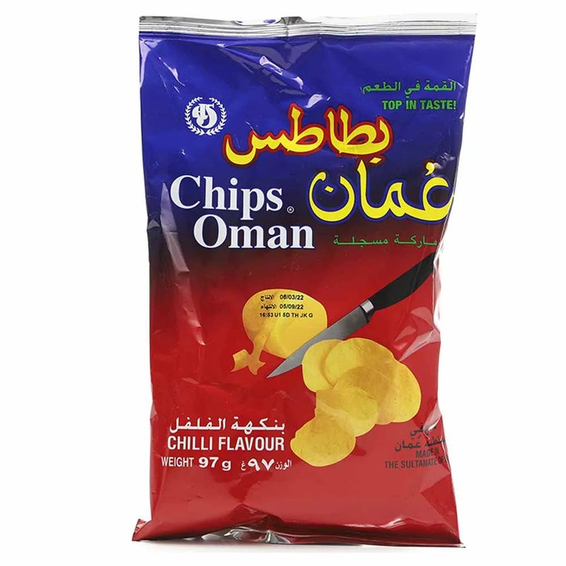 Oman رقائق البطاطس بنكهة الفلفل الحار من عمان 97 جرام - Image 1