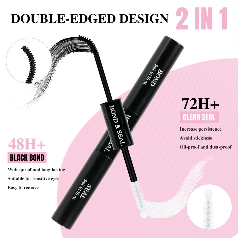 Mayhug Lash Bond and Seal with Lash Glue Remover and Tweezers for Lash Extension Clusters Fast Removal, Waterproof Eyeash Glue Lash Extension Remover Lash Applicator Tools for Beginners - Image 2