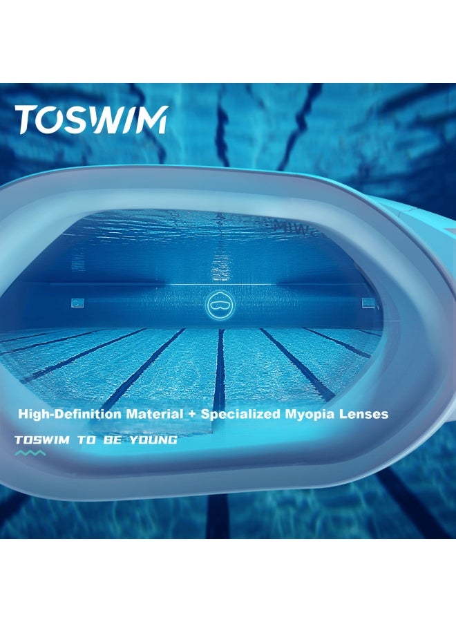 Toswim Professional Training Myopia Swimming Goggles Uni Hd Waterproof Anti-fog White Gasket Gray Lens 300 Degree - Image 3