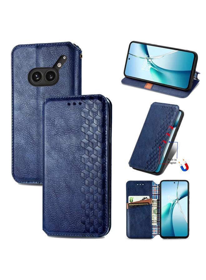 S-TOP Case For Nothing Phone 2a Plus Cubic Grid Pressed Magnetic Leather Phone Case - Image 1