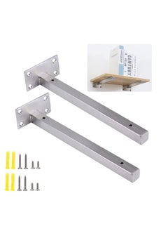 SYOSI Floating Shelf Brackets,  2 Pcs 6 inch Silver Heavy Duty Shelf Brackets, Premium Solid Steel Shelf Supports for Shelves, Heavy Floating Shelves Hardware for Shelves Support DIY  - Image 1