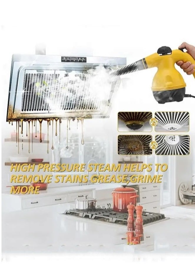 JAJEEK 1000W Handheld Steam Cleaner – Portable High-Temperature Steamer with Safety Lock & 10 Accessories | Chemical-Free Deep Cleaning for Home, Kitchen, Bathroom, Car, Sofa, Fabric & More | Compact & Easy to Use – Yellow  - Image 3
