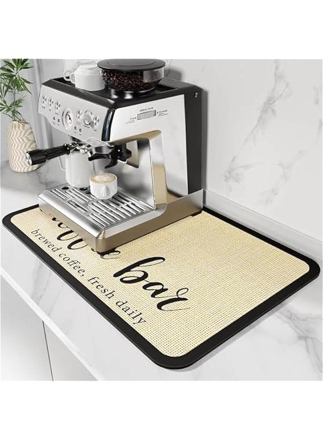 تراسل بساط قهوة من تراسل، بساط تجفيف ممتص للبقع مع ظهر مطاطي مقاوم للماء يناسب اسفل ماكينة تحضير القهوة وماكينة تحضير القهوة وماكينة تحضير القهوة والاسبريسو (19 انش × 12 انش) - Image 1