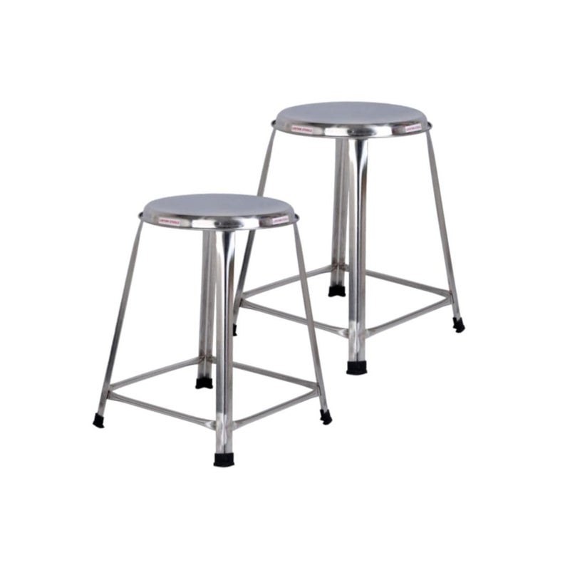 Lifetime Stools Lifetime Stools 16 inch Stainless Steel Stool for Sitting Round Shape HomeDoctorMedical StoolSalon StoolWarehouse StoolGarage StoolMultipurpose Stool Pack of 2  - Image 1