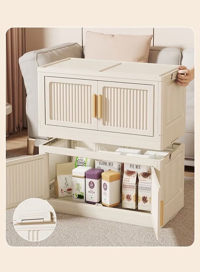 5-Tier Foldable Plastic Storage Cabinet with Flip Doors and Wheels, 50cm Wide Stackable Collapsible Organizer Bins for Clothes, Toys & Office Supplies - Image 4