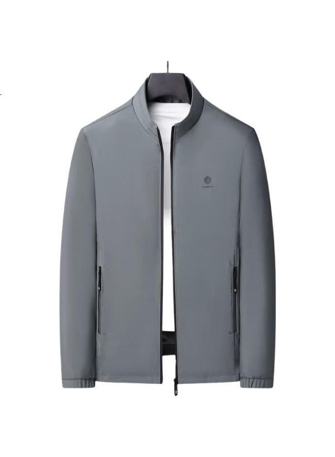 Romon Jacket, Men'S Coat, Stand-Up Collar, Spring Business Casual Outerwear, Dad'S Clothing, Gray, Xl - Image 2