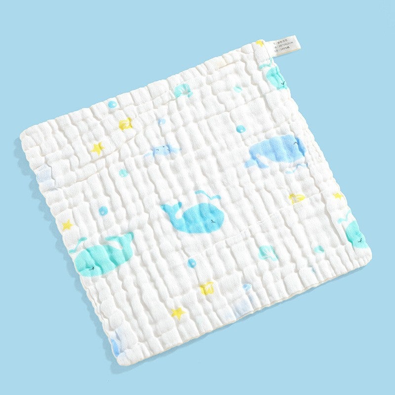 Six-Layer Pure Cotton Baby Washcloths Soft High-Density Cute Whale] 