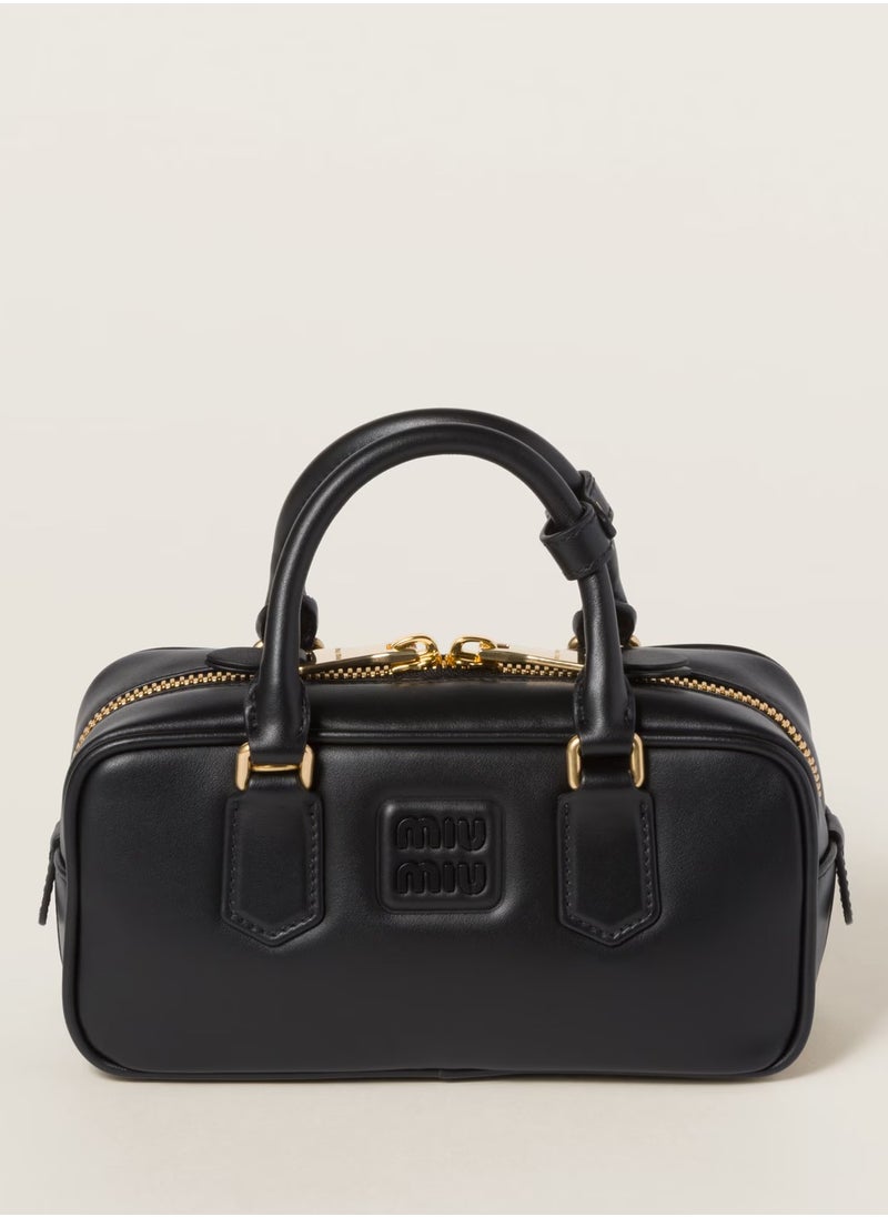 Miu Miu Miu Arcadie Leather Bag, Women's Leather Tote Bag, Women's Leather Shoulder Bag, Women's Leather Cross body Bag, Hand-bag, Black  - Image 1