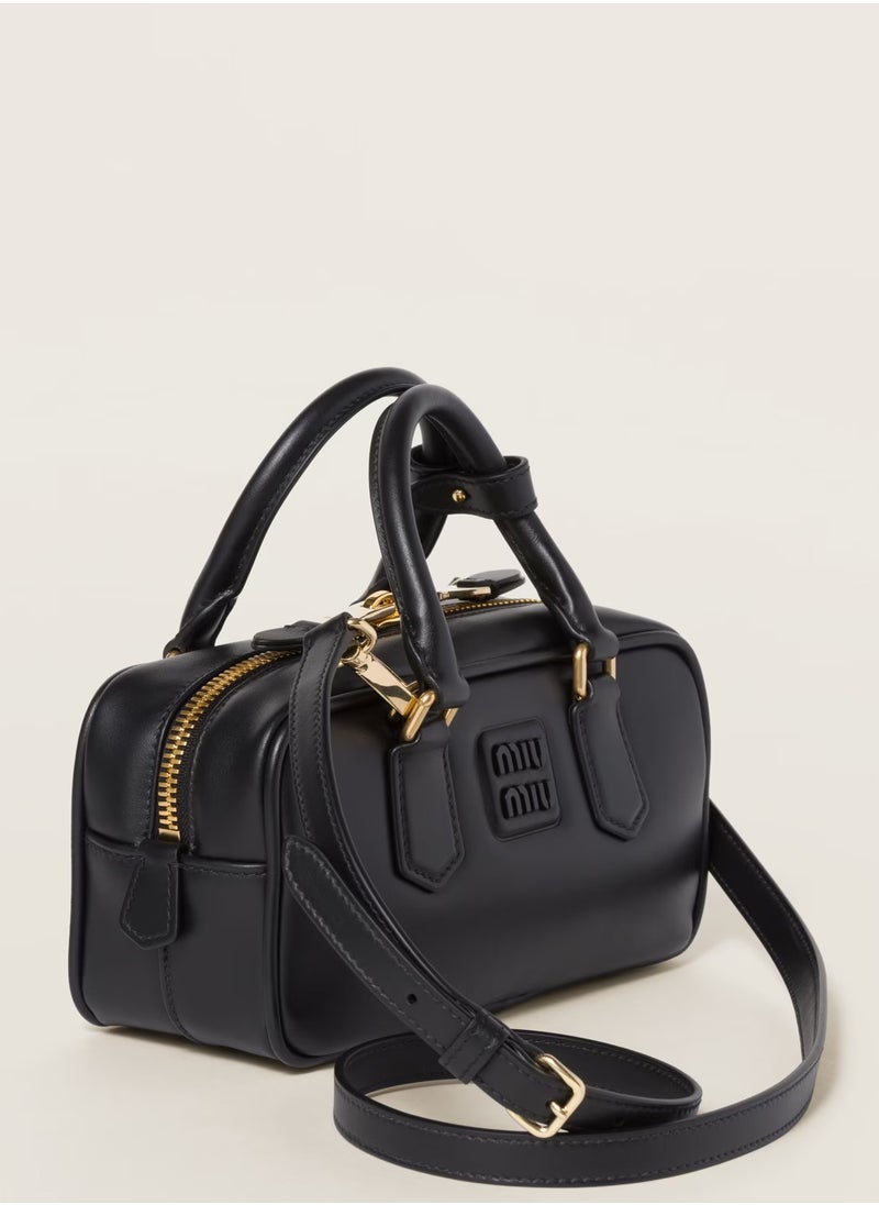 Miu Miu Miu Arcadie Leather Bag, Women's Leather Tote Bag, Women's Leather Shoulder Bag, Women's Leather Cross body Bag, Hand-bag, Black  - Image 2