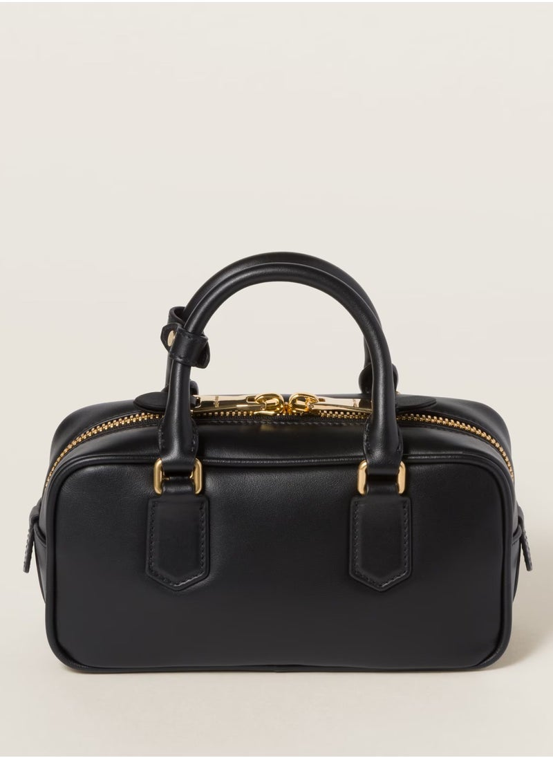 Miu Miu Miu Arcadie Leather Bag, Women's Leather Tote Bag, Women's Leather Shoulder Bag, Women's Leather Cross body Bag, Hand-bag, Black  - Image 3