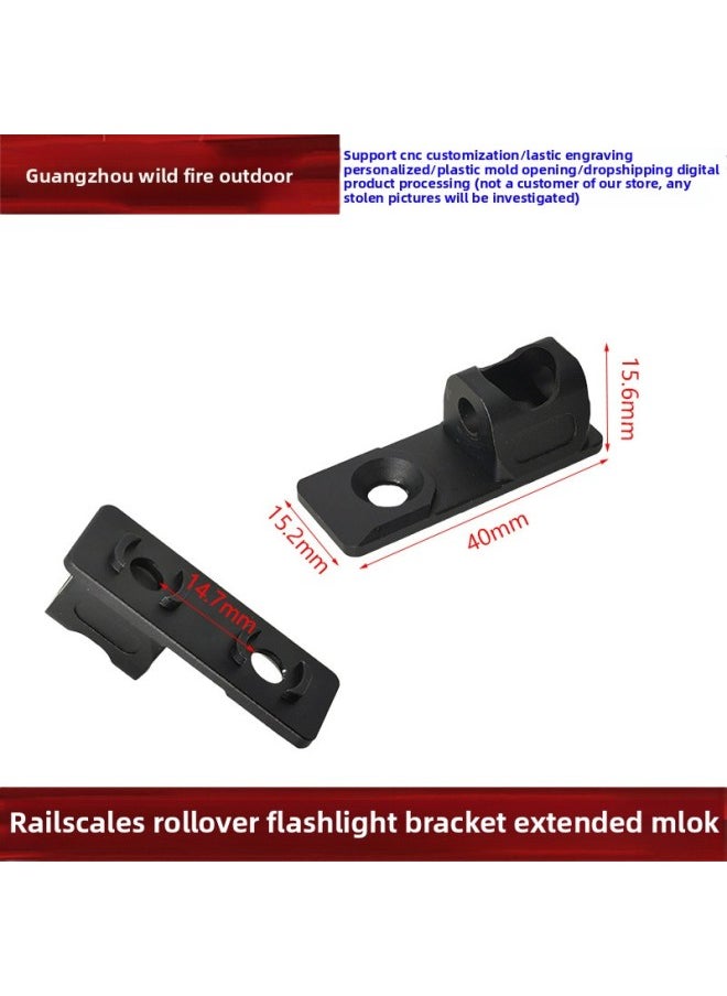 Generic - [Railscales Rollover Flashlight Bracket Long] M340C Tactical Flashlight Rollover Base MLOK-Color:Black T-yr002-long - Image 1