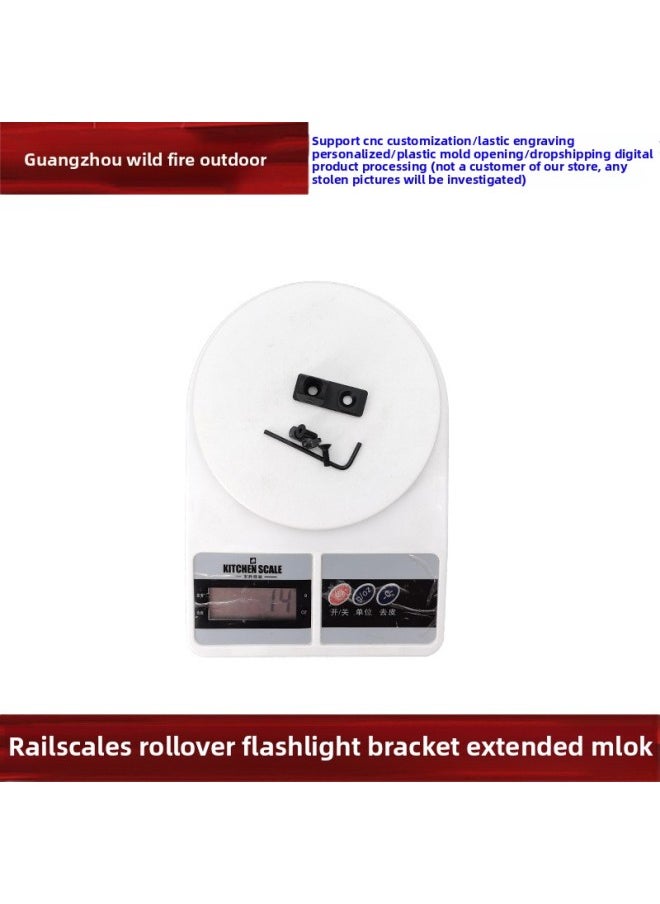Generic - [Railscales Rollover Flashlight Bracket Long] M340C Tactical Flashlight Rollover Base MLOK-Color:Black T-yr002-long - Image 1