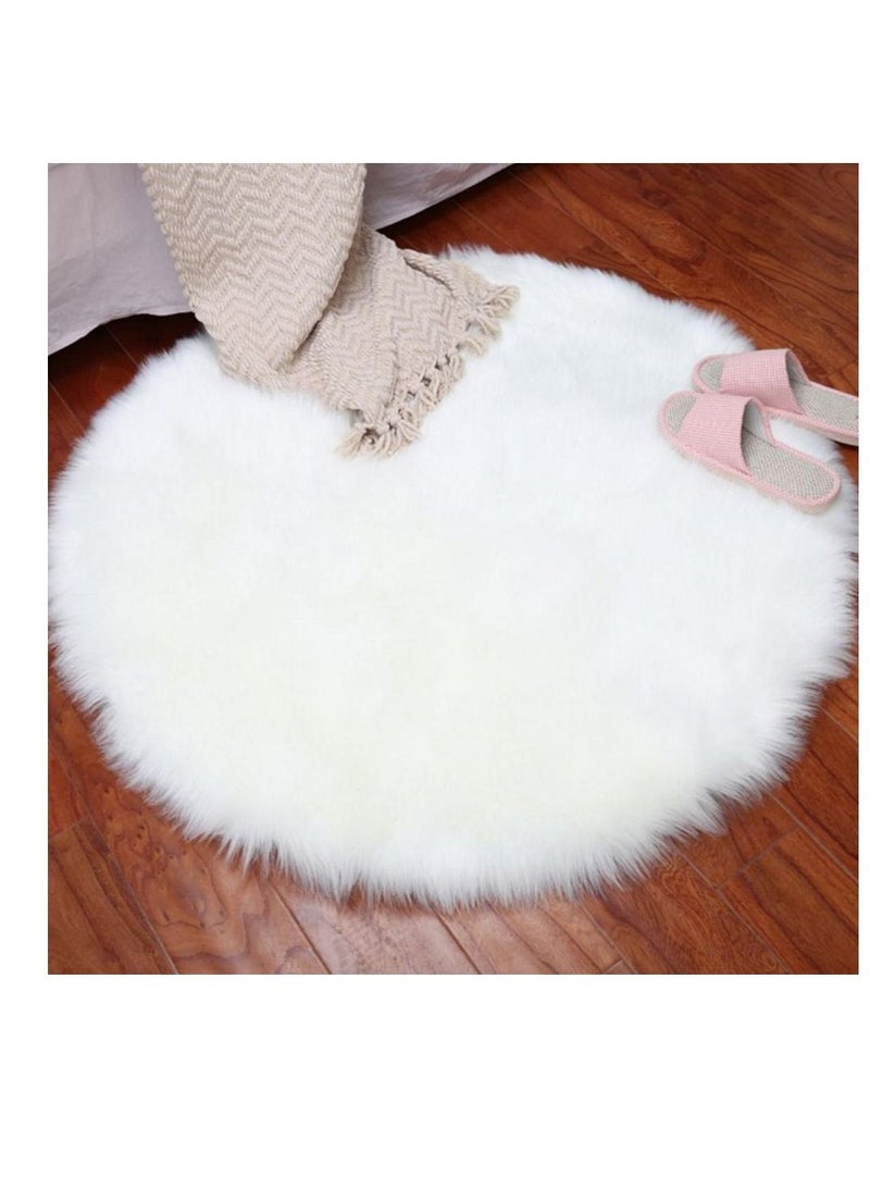 New Soft Artificial Sheepskin Rug Chair Cover Bedroom Mat Artificial Wool Warm Hairy Carpet Seat Textil Fur Area Rugs Home Decorate 90*90cm, Polyester, Circular - Image 1