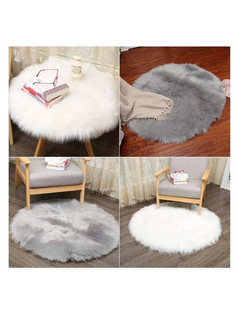 New Soft Artificial Sheepskin Rug Chair Cover Bedroom Mat Artificial Wool Warm Hairy Carpet Seat Textil Fur Area Rugs Home Decorate 90*90cm, Polyester, Circular - Image 4