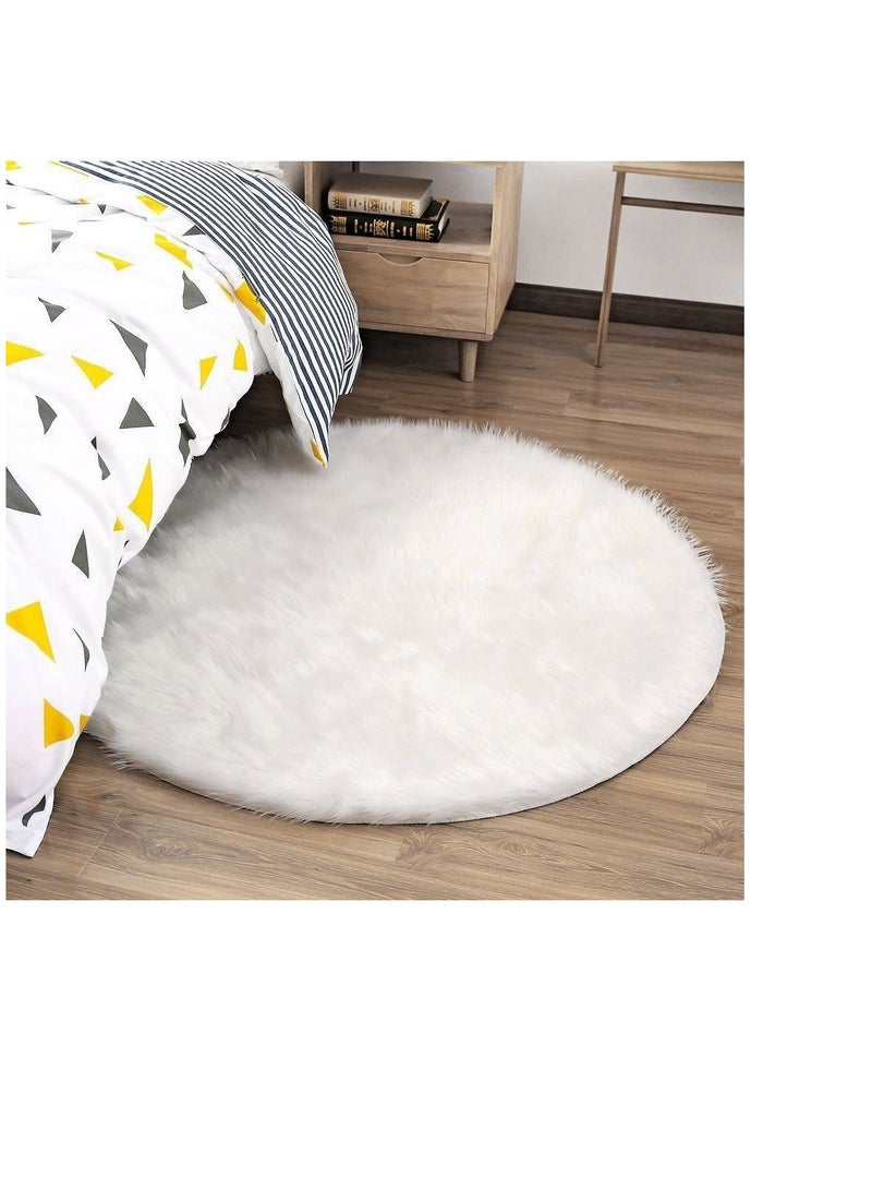 New Soft Artificial Sheepskin Rug Chair Cover Bedroom Mat Artificial Wool Warm Hairy Carpet Seat Textil Fur Area Rugs Home Decorate 90*90cm, Polyester, Circular - Image 2