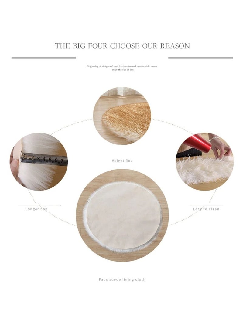 New Soft Artificial Sheepskin Rug Chair Cover Bedroom Mat Artificial Wool Warm Hairy Carpet Seat Textil Fur Area Rugs Home Decorate 90*90cm, Polyester, Circular - Image 3