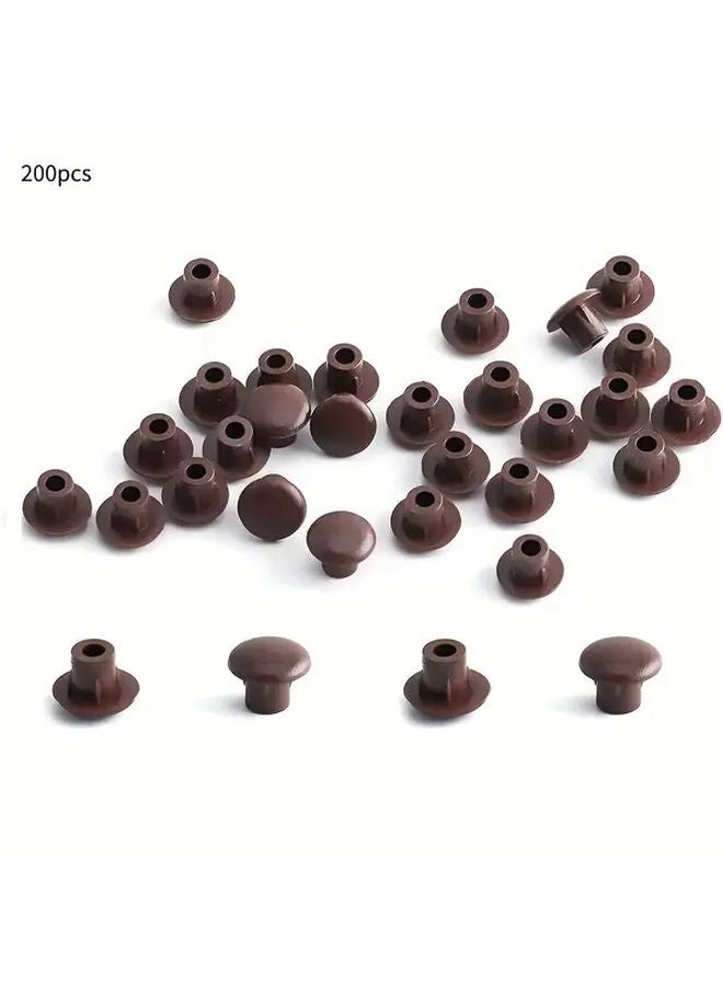 200pcs Dark Brown Plastic Screw Cap Covers Peg Hole Plugs for Furniture Shelves Cabinet - Image 2