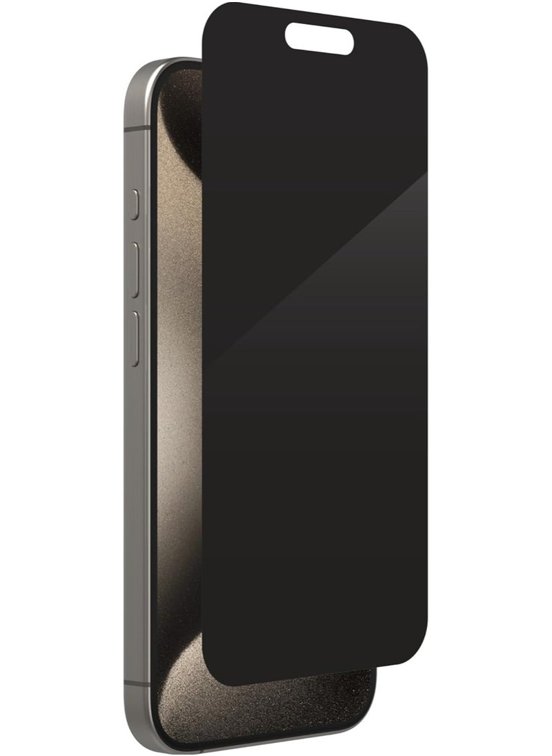 Zagg Invisible Shield - Invisible Shield iPhone 15 Pro Privacy Screen Protector [2 Way Privacy] 5X Stronger Elite Tempered Glass with EZ Apply Tray - Image 1