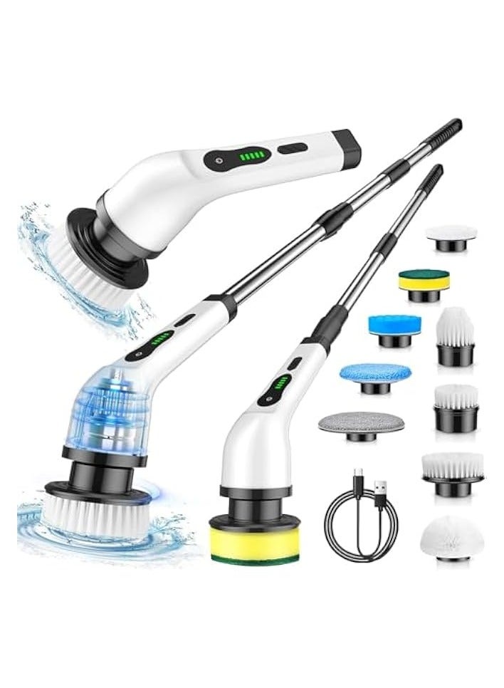 erorex Electric Cleaning Brush Scrubber, Electric Spin Scrubber 9 Replaceable Brush Heads and Adjustable Long Handle, Cordless & Portable Power Scrubber for Cleaning Bathroom, Tile, Sink, Kitchen,Floor,Car  - Image 1