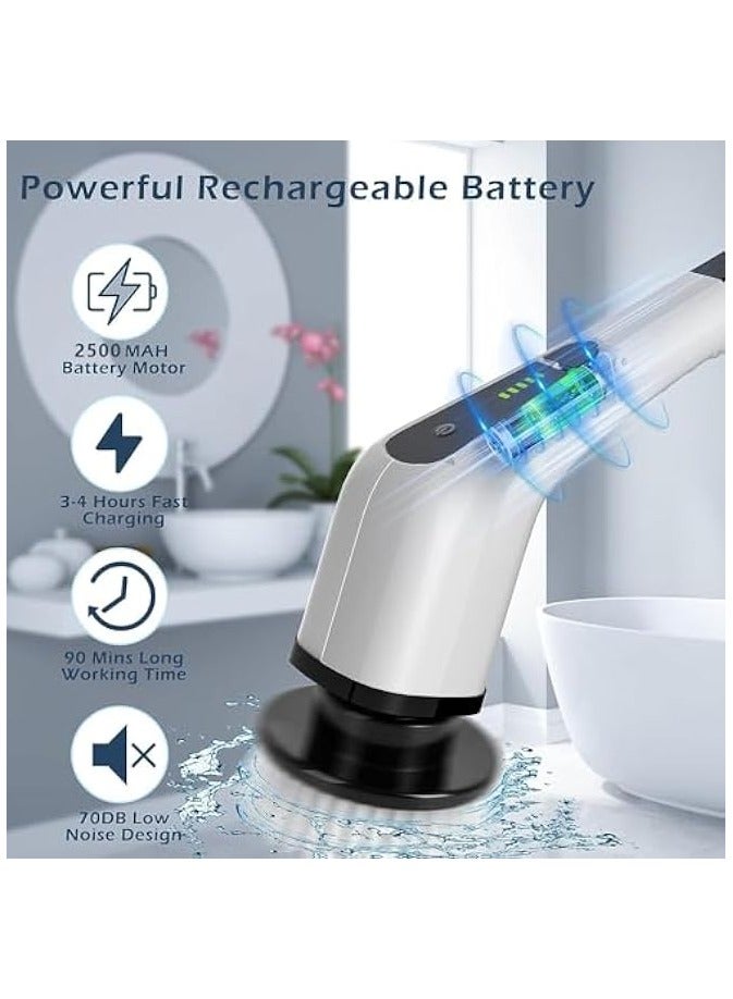 erorex Electric Cleaning Brush Scrubber, Electric Spin Scrubber 9 Replaceable Brush Heads and Adjustable Long Handle, Cordless & Portable Power Scrubber for Cleaning Bathroom, Tile, Sink, Kitchen,Floor,Car  - Image 3