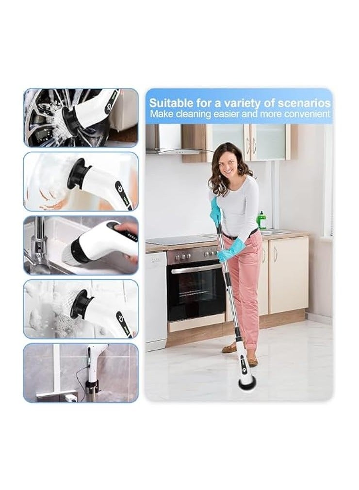 erorex Electric Cleaning Brush Scrubber, Electric Spin Scrubber 9 Replaceable Brush Heads and Adjustable Long Handle, Cordless & Portable Power Scrubber for Cleaning Bathroom, Tile, Sink, Kitchen,Floor,Car  - Image 2