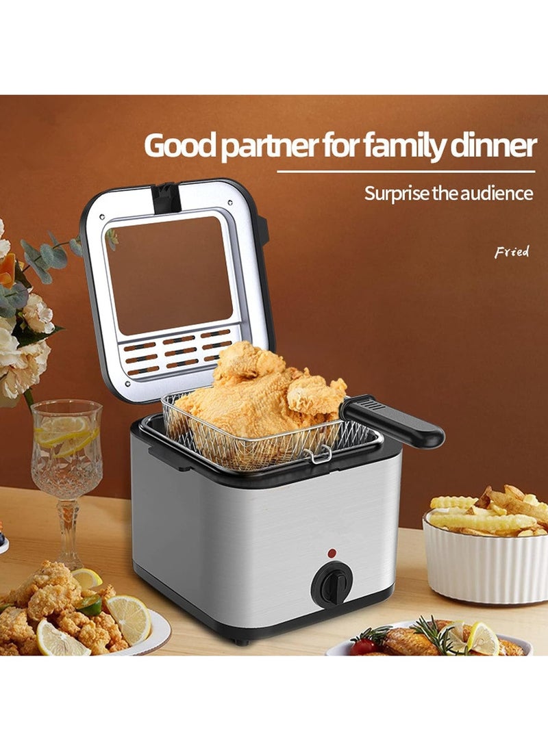 XiuWoo Electric Deep Fryer 2.5L Tank Deep Fat Fryer with Viewing Window Temperature Up to 180°C Stainless Steel Chip Fryer Cold Zone Technology Removable Oil Basket Automatic Fryer 1000W  - Image 4