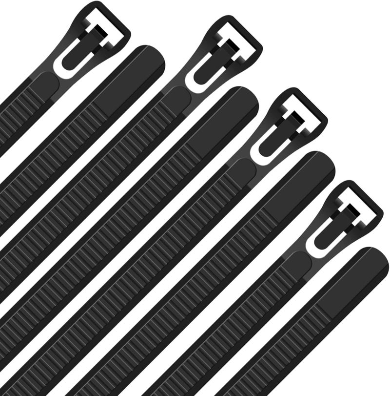 VTECHOLOGY 200Pcs 12Inch Heavy Duty Industrial Zip Toes,Releasable Black Cable Ties, Nylon Adjustable Tie wrap,Reusable Zip Toes Tie Straps For Garden Plant Secure Vine, Home, Office Use - Image 2