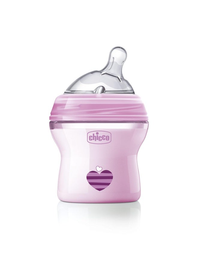 Chicco Natural Feeling 150ml Baby Milk Feeding Plastic Bottle with Wide Neck, Anti-Colic for Easy Milk Flow, for Babies & Toddlers 0m+ (Pink) - Image 2